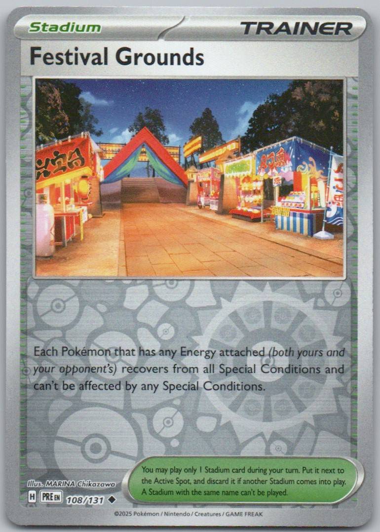 Festival Grounds 108 Reverse Holo Trainer Card - Prismatic Evolutions