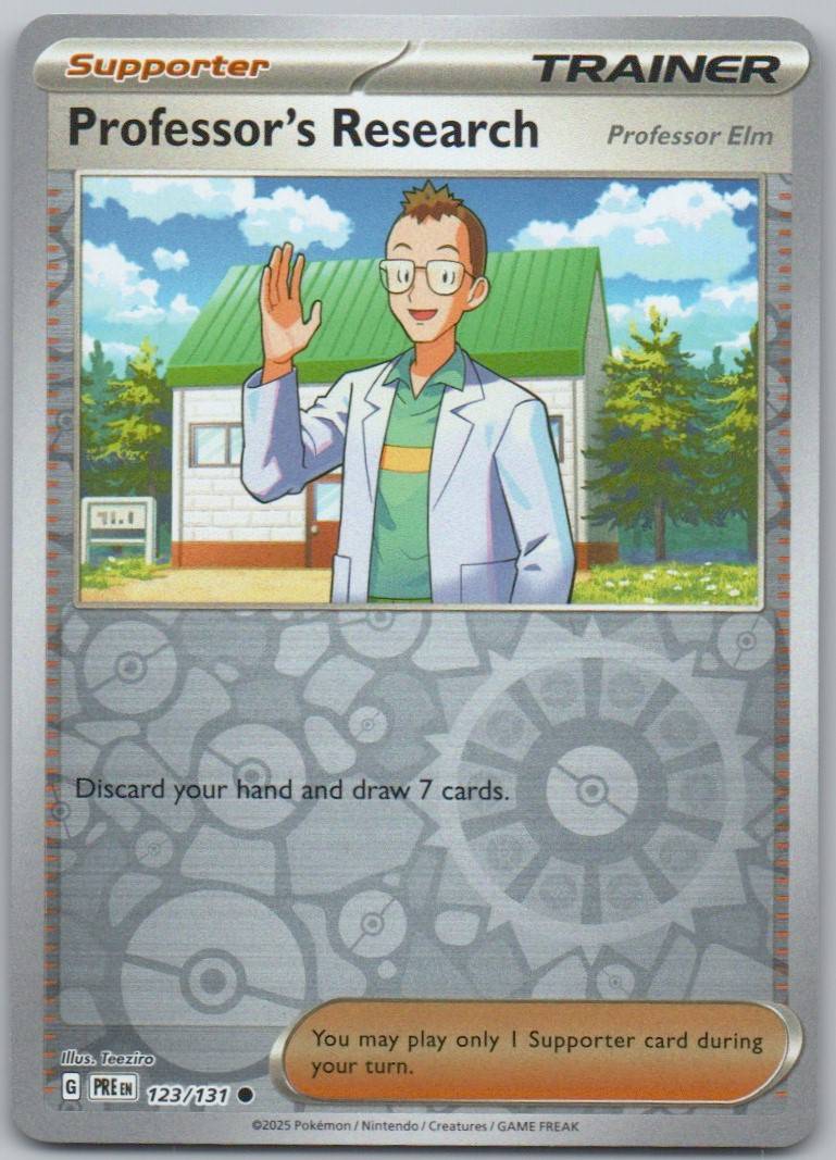 Professor's Research (Professor Elm) 123 Reverse Holo Trainer Card - Prismatic Evolutions