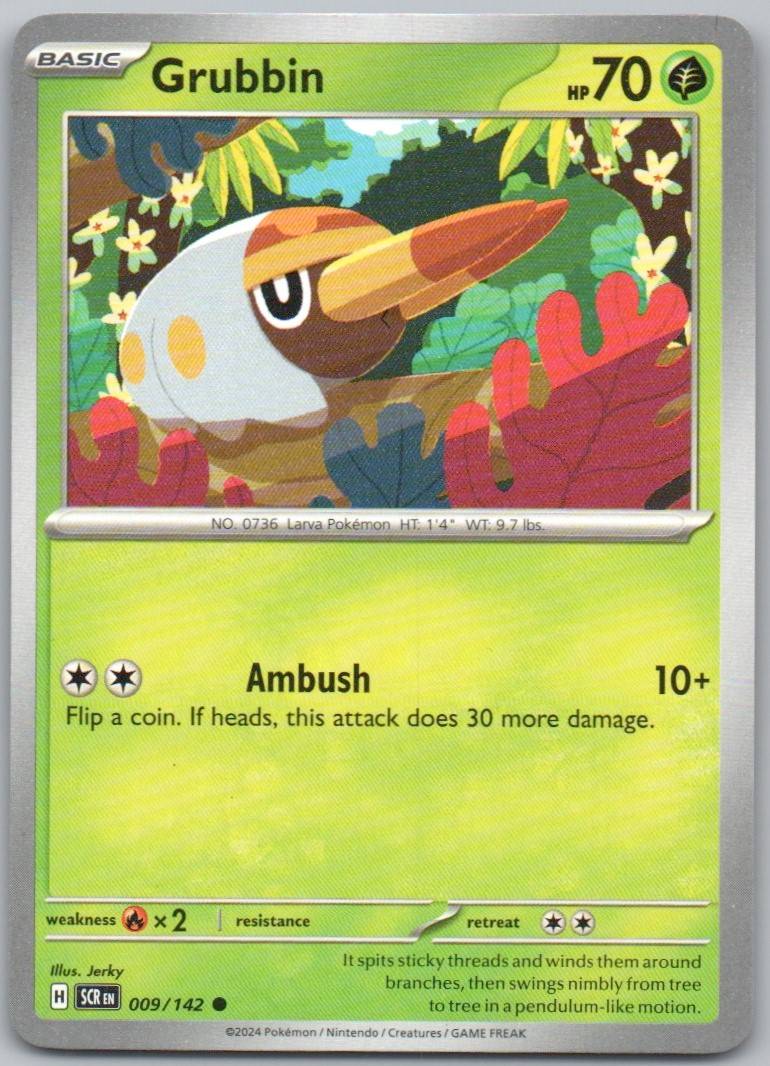Grubbin 009 Normal Grass Card - Stellar Crown