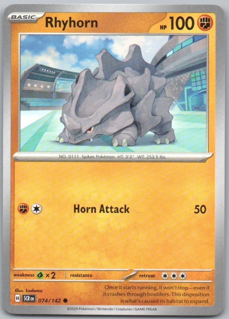 Rhyhorn 074 Normal Fighting Card - Stellar Crown