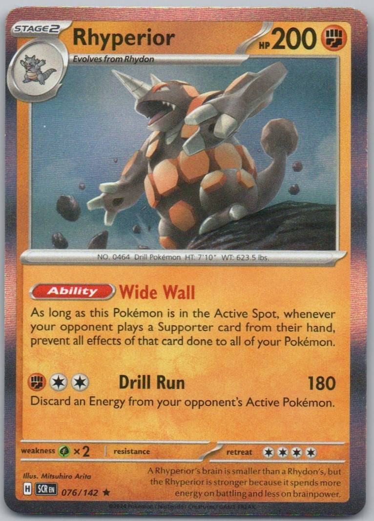 Rhyperior 076 Holo Fighting Card - Stellar Crown