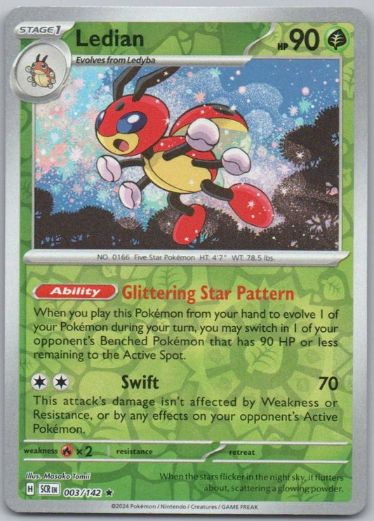 Ledian 003 Reverse Holo Grass Card - Stellar Crown