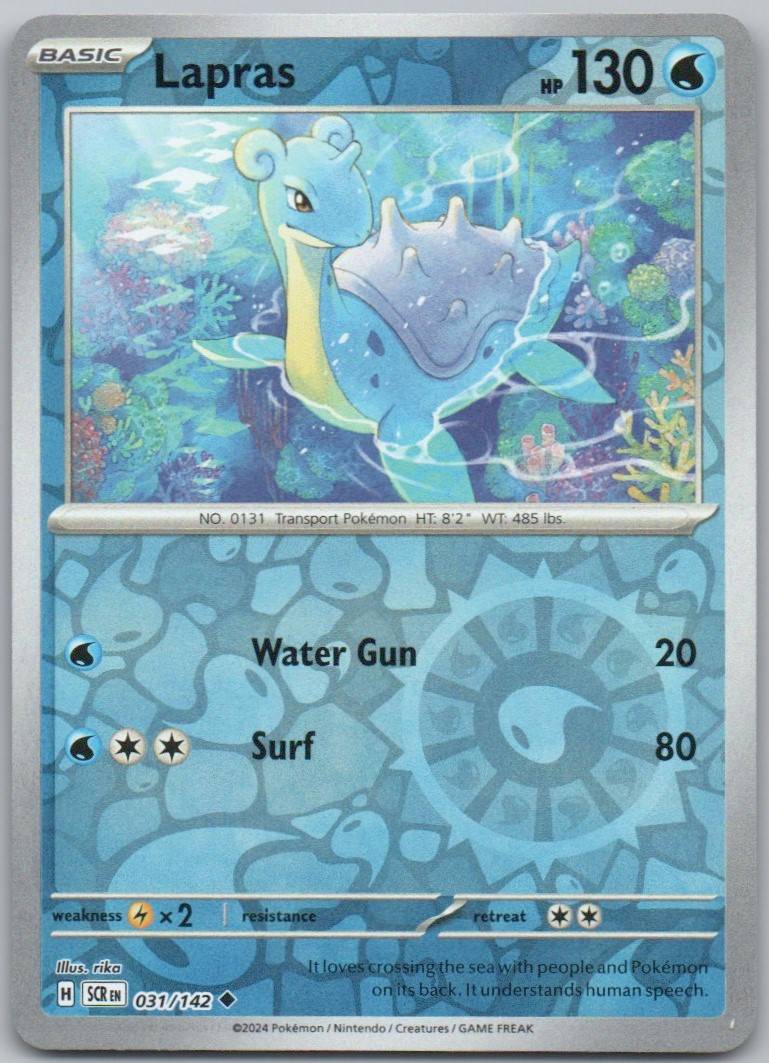Lapras 031 Reverse Holo Water Card - Stellar Crown