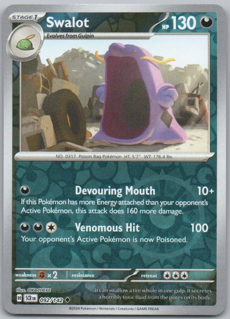 Swalot 092 Reverse Holo Darkness Card - Stellar Crown