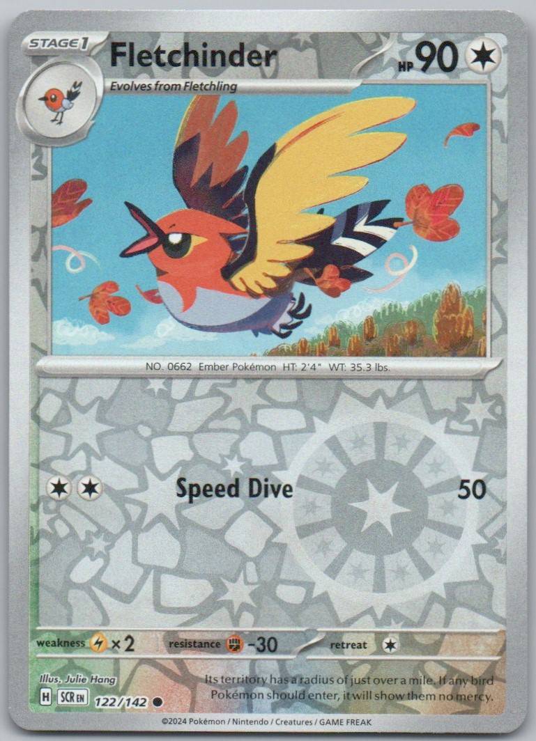 Fletchinder 122 Reverse Holo Colorless Card - Stellar Crown