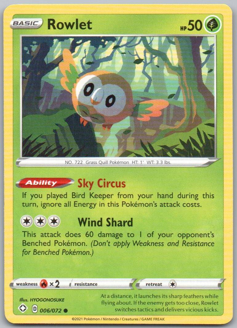 Rowlet 006 Normal Grass Card - Shining Fates