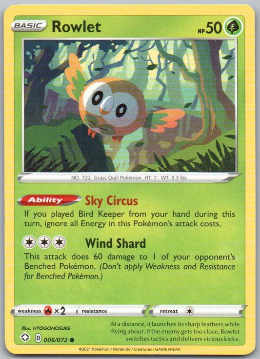 Rowlet 006 Normal Grass Card - Shining Fates