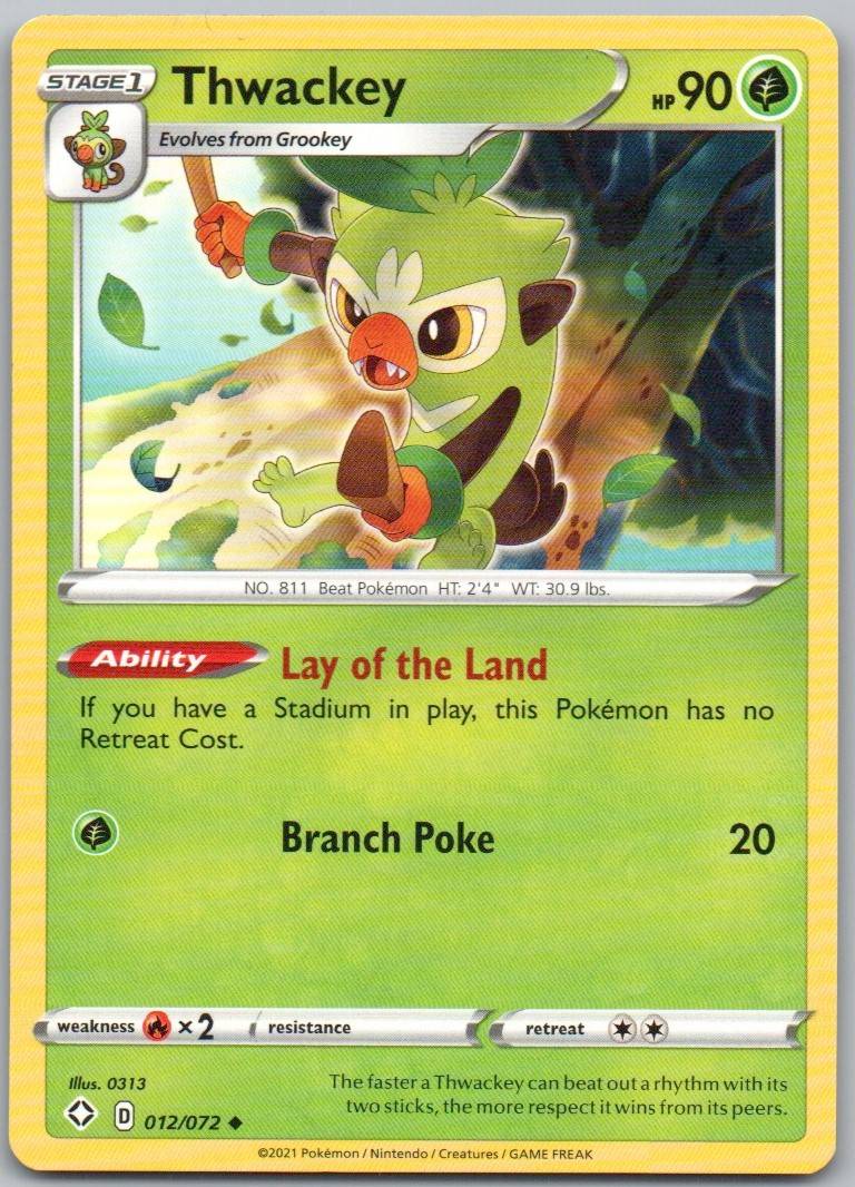 Thwackey 012 Normal Grass Card - Shining Fates