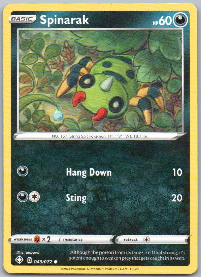 Spinarak 043 Normal Darkness Card - Shining Fates