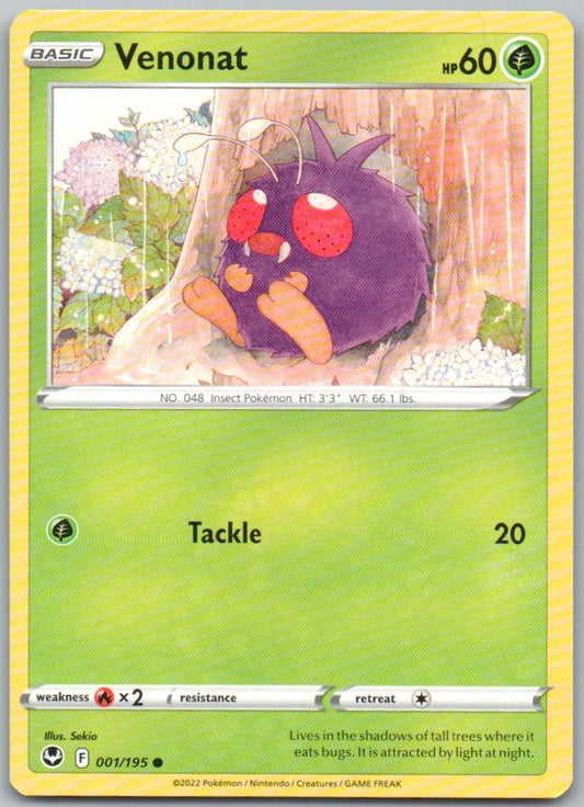 Venonat 001 Normal Grass Card - Silver Tempest