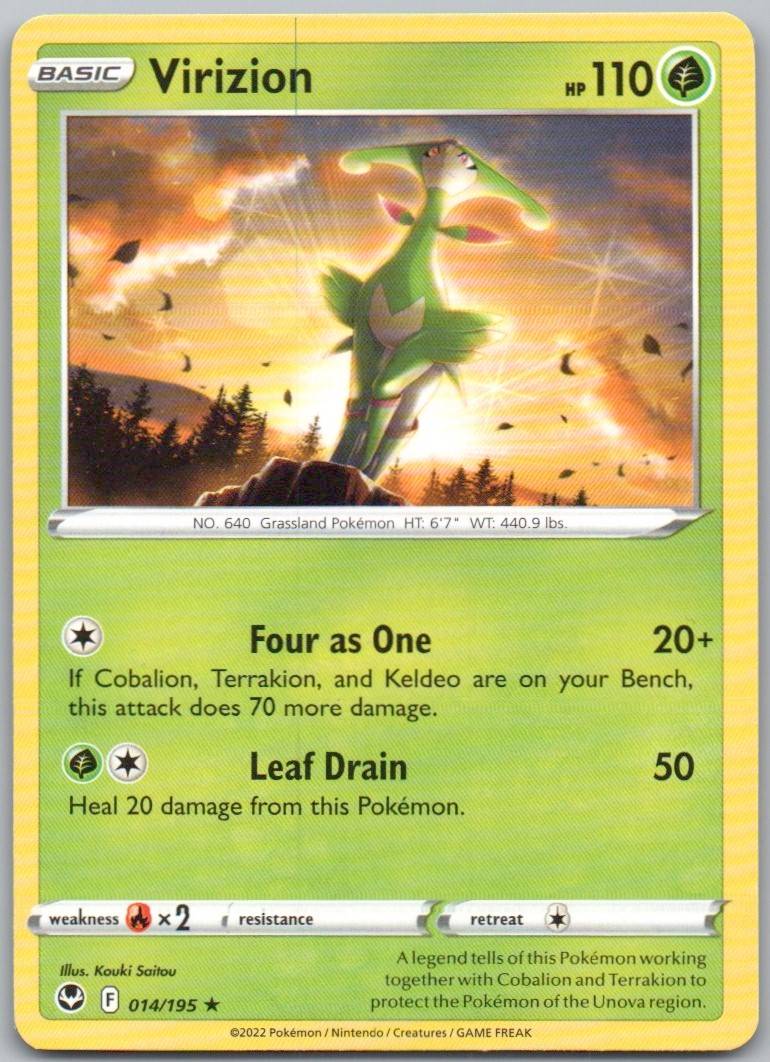 Virizion 014 Normal Grass Card - Silver Tempest