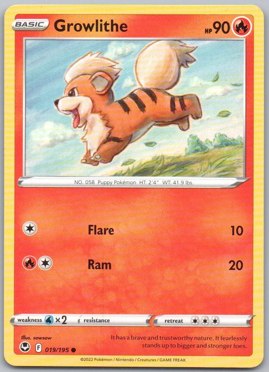 Growlithe 019 Normal Fire Card - Silver Tempest