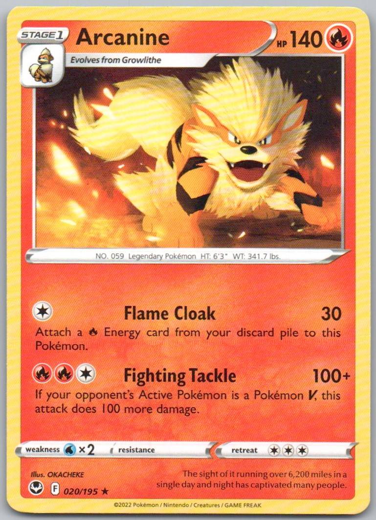 Arcanine 020 Normal Fire Card - Silver Tempest