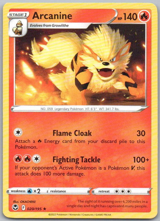 Arcanine 020 Normal Fire Card - Silver Tempest
