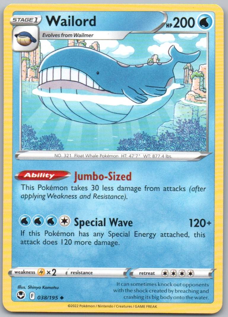 Wailord 038 Normal Water Card - Silver Tempest