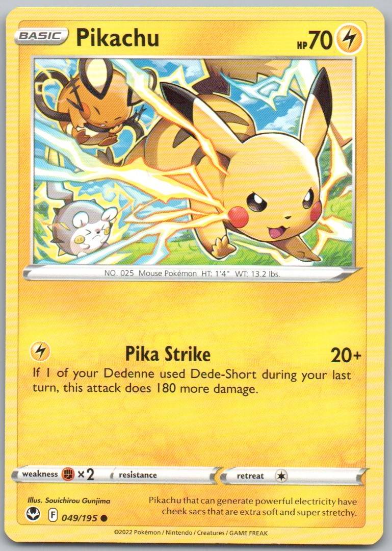 Pikachu 049 Normal Lightning Card - Silver Tempest