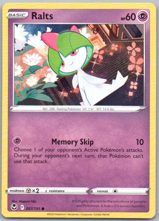 Ralts 067 Normal Psychic Card - Silver Tempest