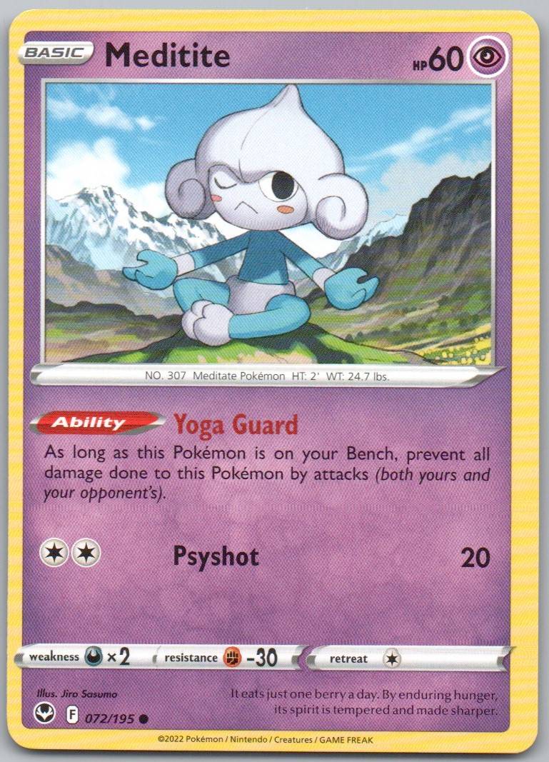 Meditite 072 Normal Psychic Card - Silver Tempest