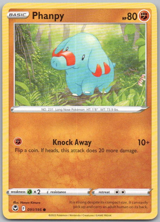 Phanpy 091 Normal Fighting Card - Silver Tempest