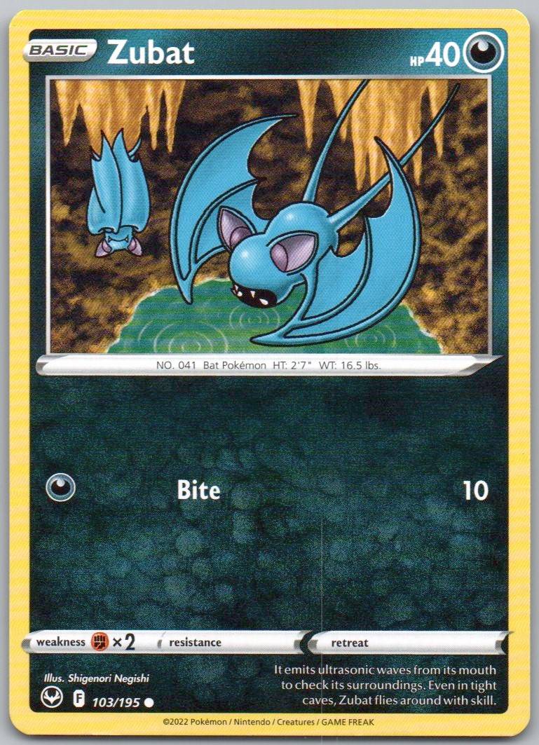 Zubat 103 Normal Darkness Card - Silver Tempest