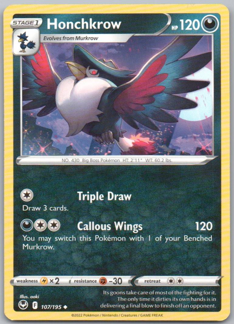 Honchkrow 107 Normal Darkness Card - Silver Tempest