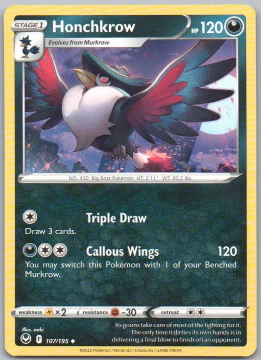 Honchkrow 107 Normal Darkness Card - Silver Tempest