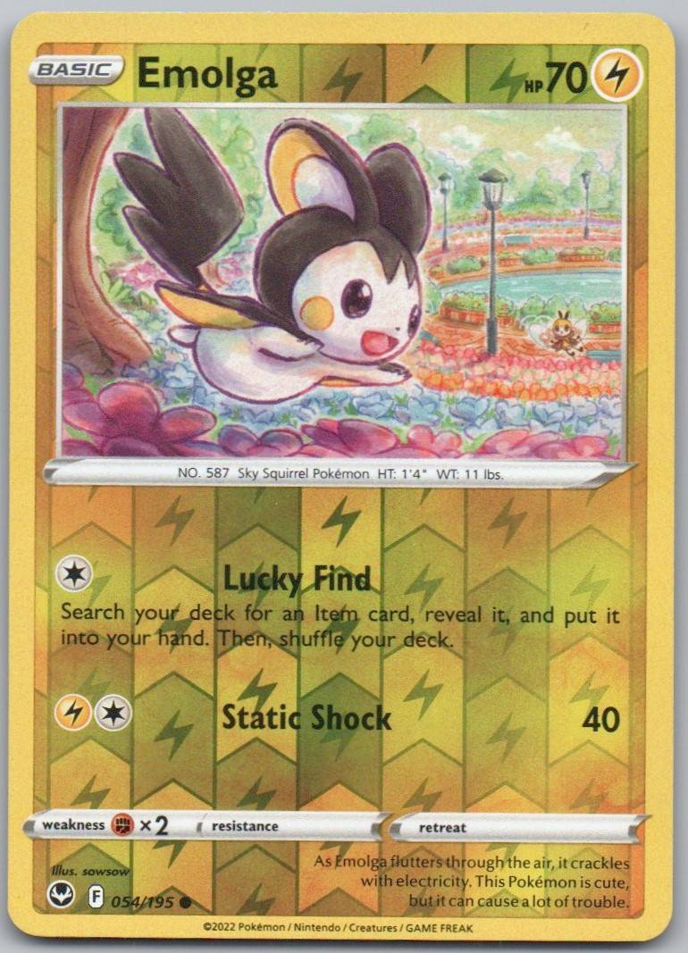 Emolga 054 Reverse Holo Lightning Card - Silver Tempest