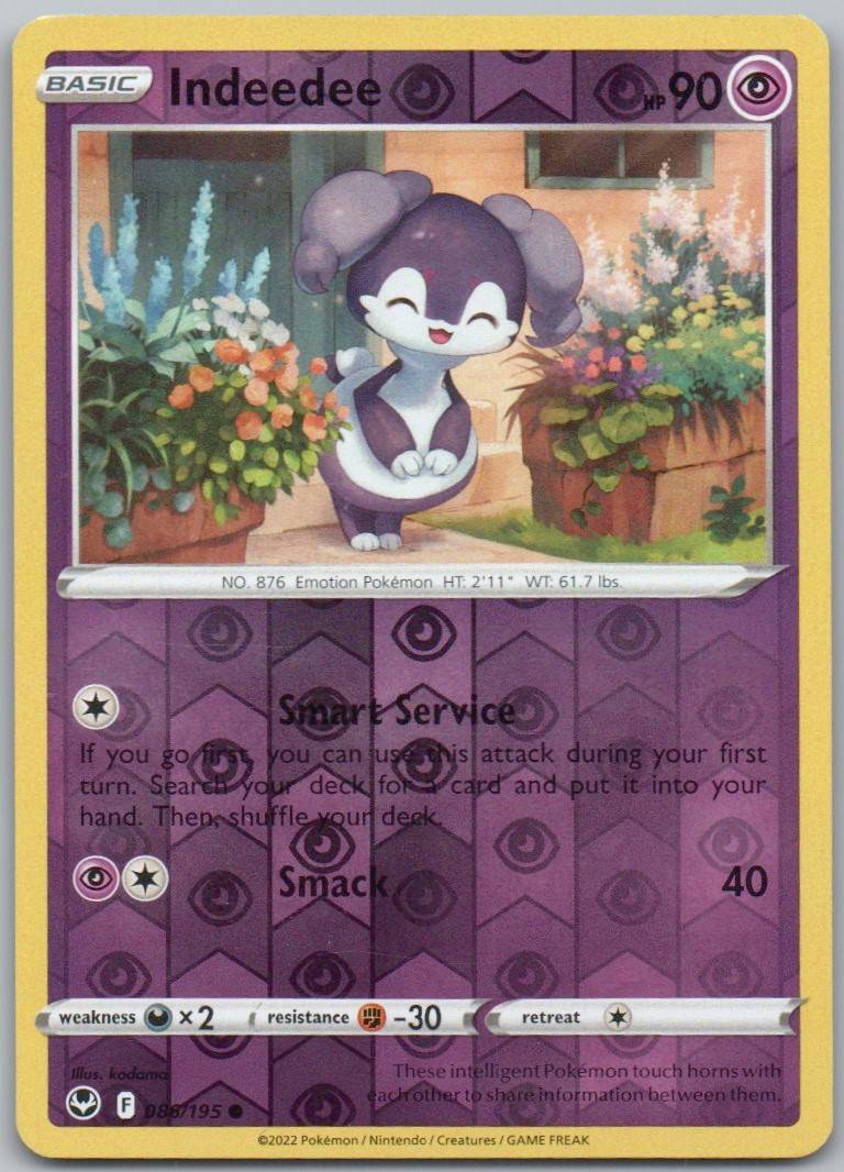 Indeedee 086 Reverse Holo Psychic Card - Silver Tempest