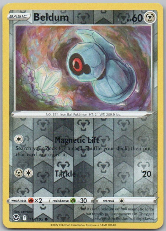 Beldum 117 Reverse Holo Steel Card - Silver Tempest