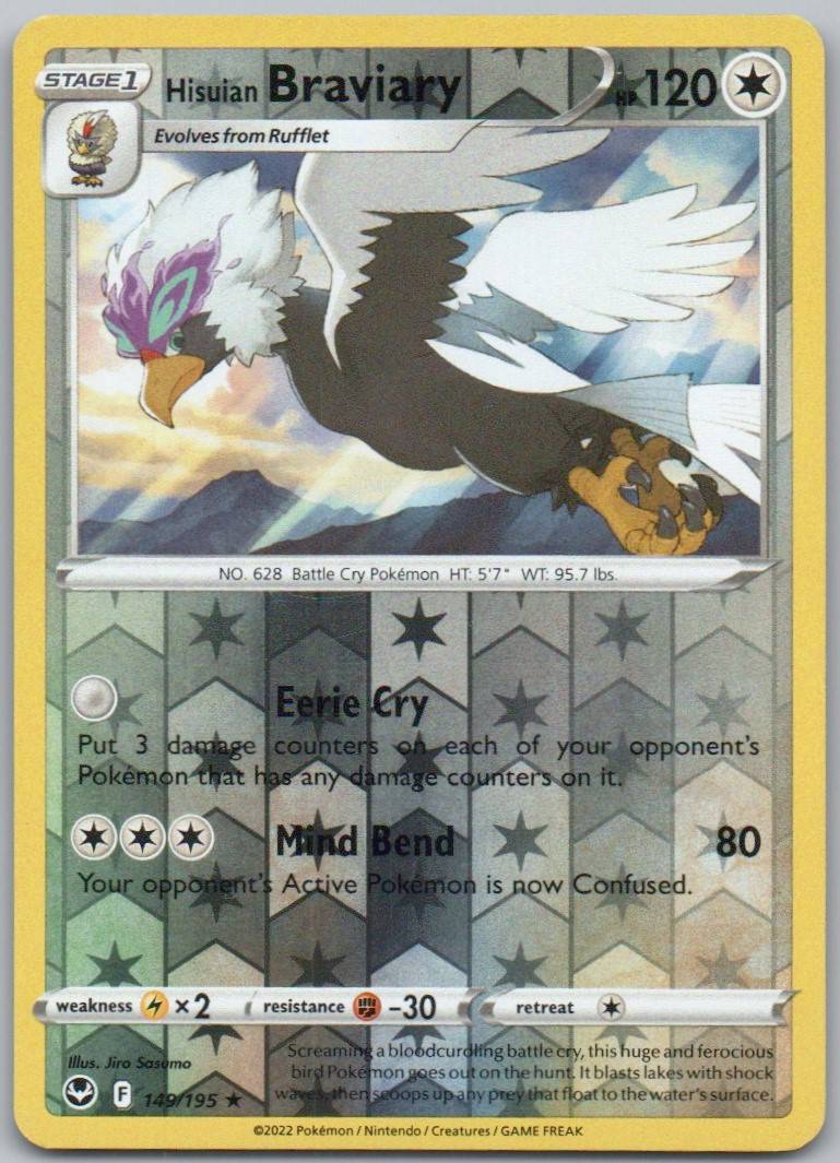 Hisuian Braviary 149 Reverse Holo Colorless Card - Silver Tempest