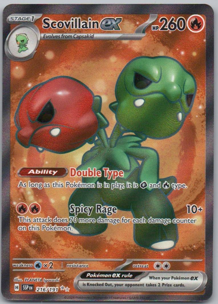 Scovillain EX 216 Holo Fire Card - Surging Sparks