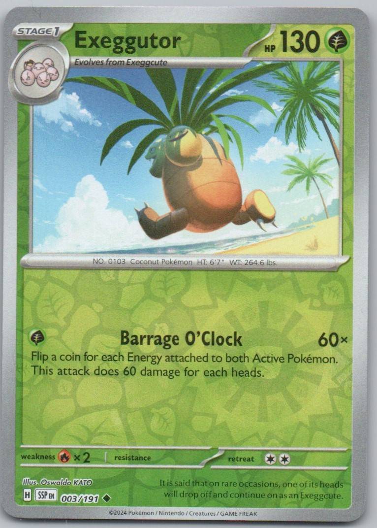 Exeggutor 003 Reverse Holo Grass Card - Surging Sparks