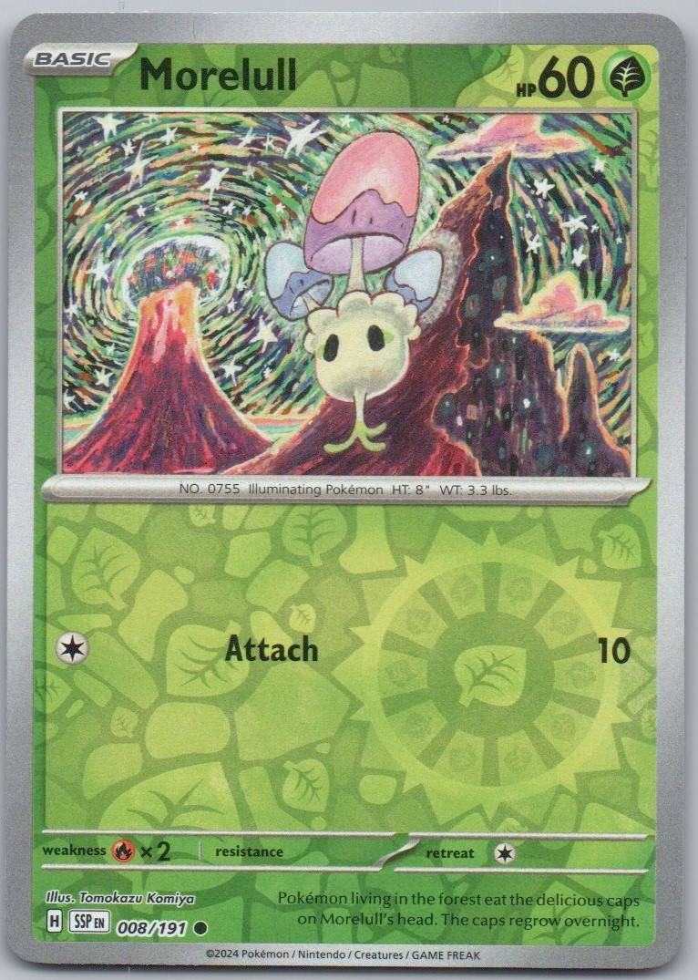 Morelull 008 Reverse Holo Grass Card - Surging Sparks