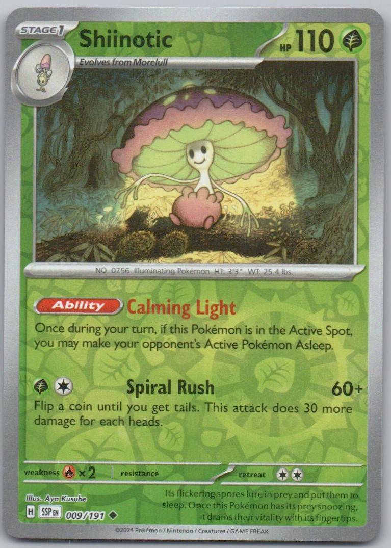 Shiinotic 009 Reverse Holo Grass Card - Surging Sparks