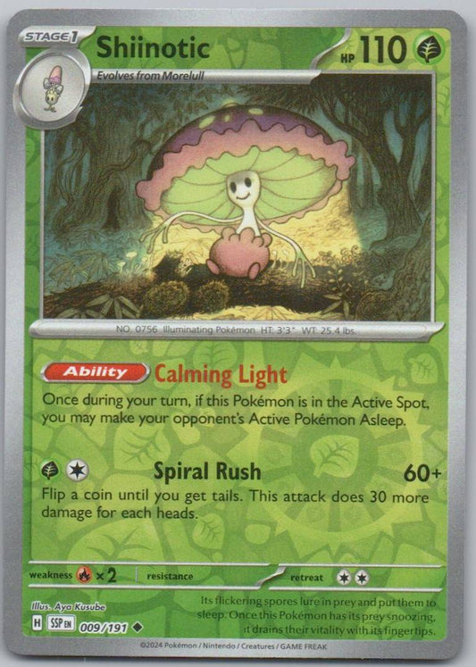 Shiinotic 009 Reverse Holo Grass Card - Surging Sparks