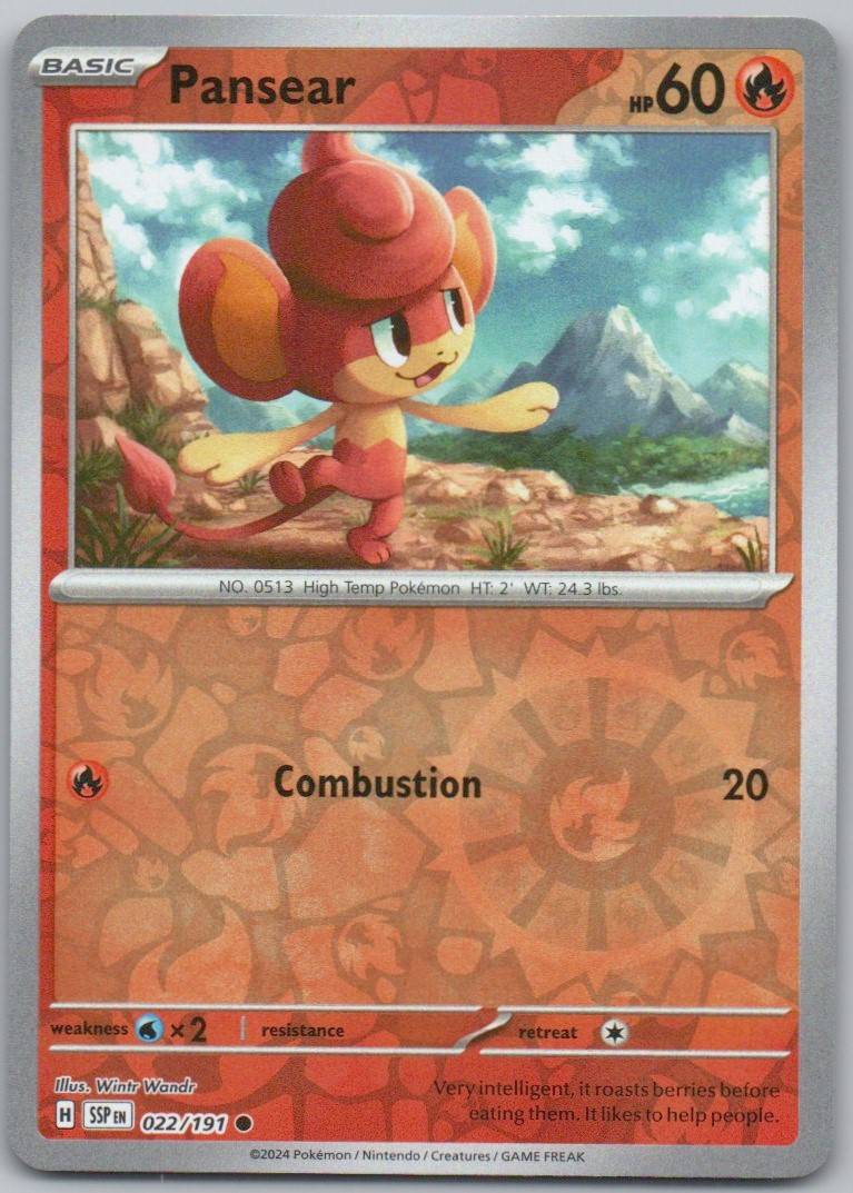 Pansear 022 Reverse Holo Fire Card - Surging Sparks