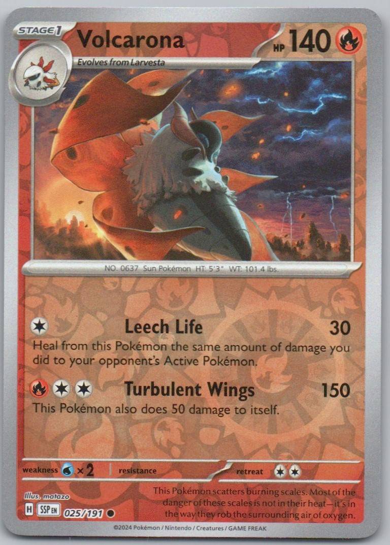 Volcarona 025 Reverse Holo Fire Card - Surging Sparks