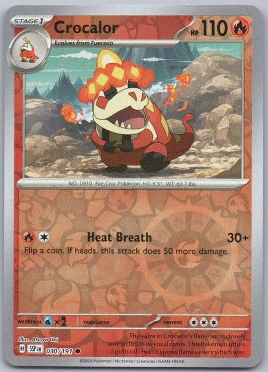 Crocalor 030 Reverse Holo Fire Card - Surging Sparks