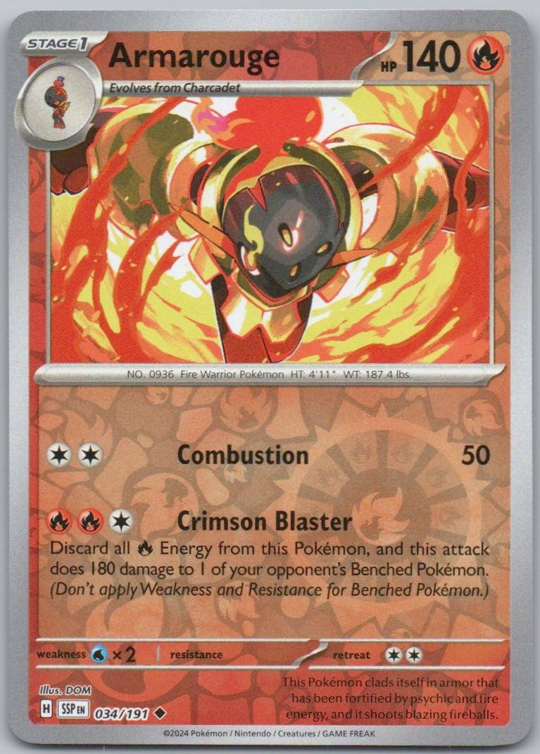 Armarouge 034 Reverse Holo Fire Card - Surging Sparks
