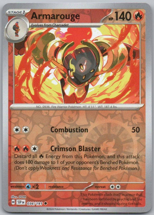 Armarouge 034 Reverse Holo Fire Card - Surging Sparks