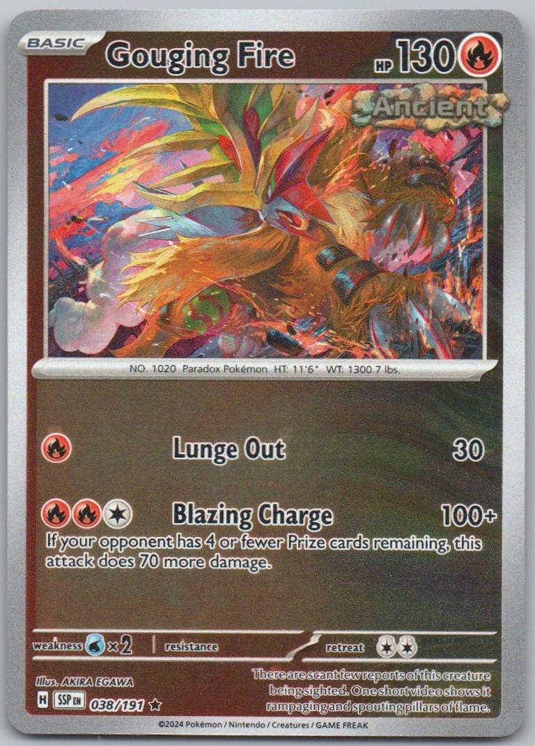 Gouging Fire 038 Reverse Holo Fire Card - Surging Sparks