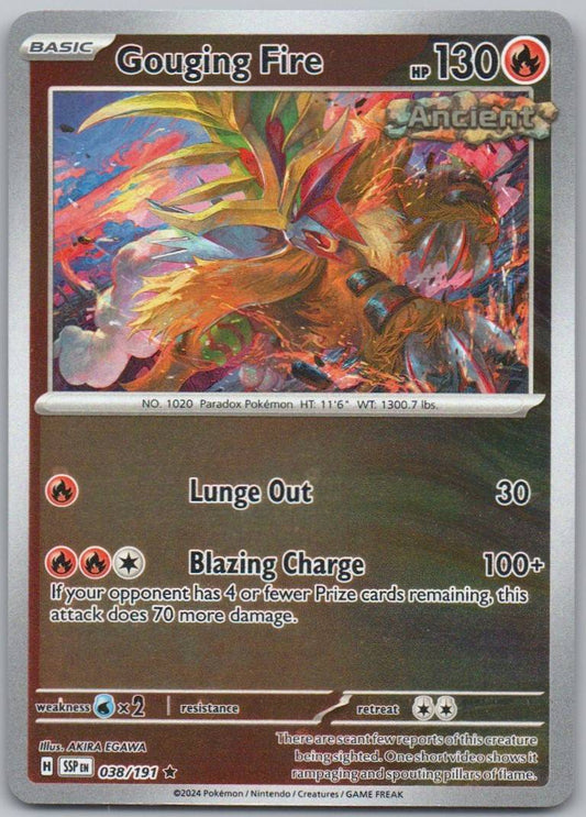 Gouging Fire 038 Reverse Holo Fire Card - Surging Sparks