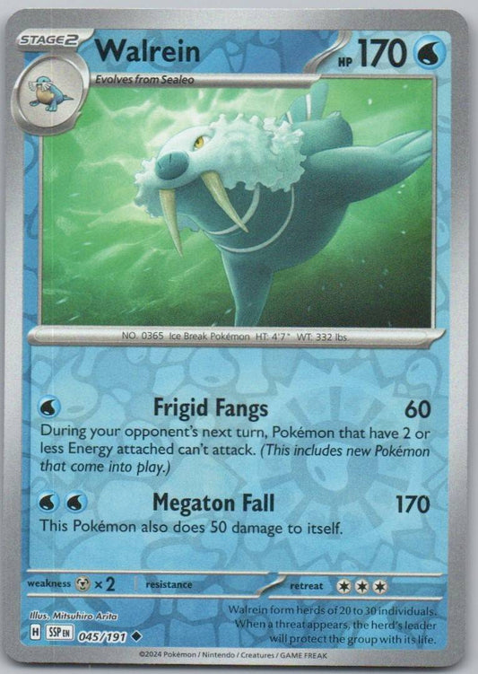 Walrein 045 Reverse Holo Water Card - Surging Sparks