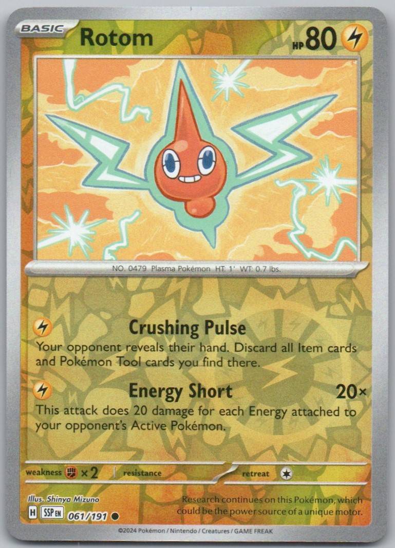 Rotom 061 Reverse Holo Lightning Card - Surging Sparks