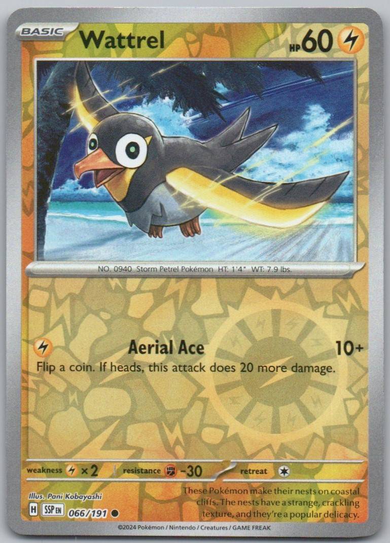 Wattrel 066 Reverse Holo Lightning Card - Surging Sparks