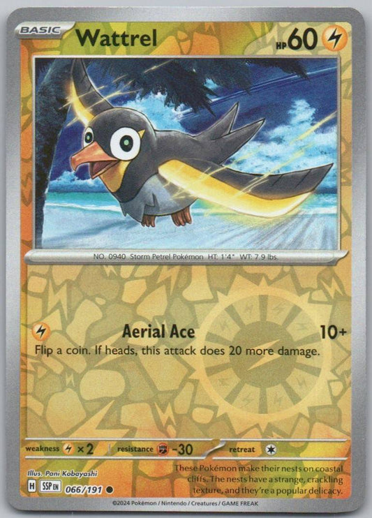 Wattrel 066 Reverse Holo Lightning Card - Surging Sparks