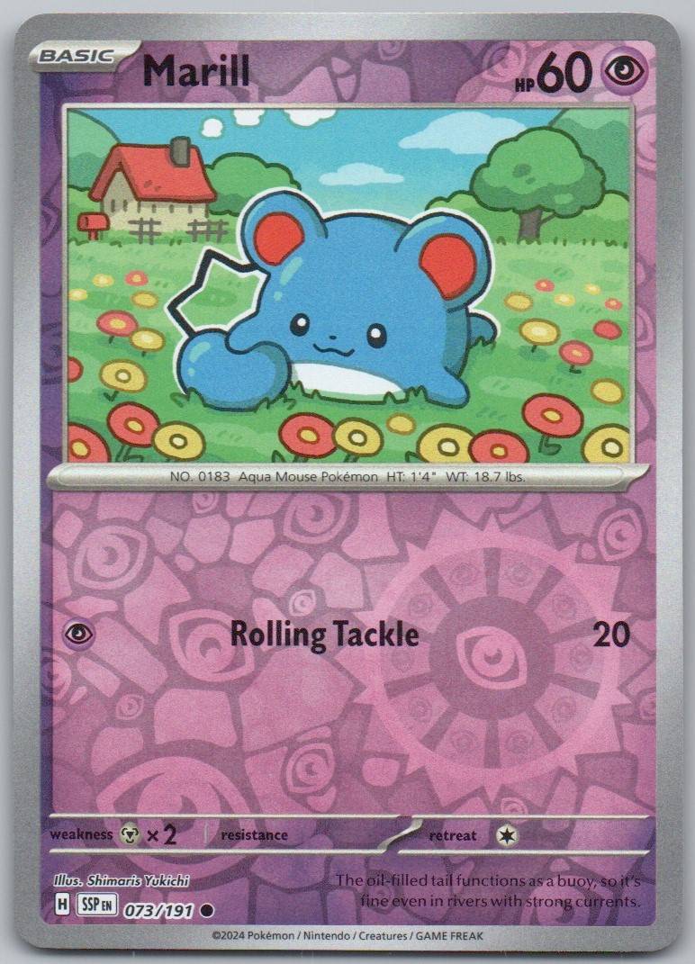 Marill 073 Reverse Holo Psychic Card - Surging Sparks