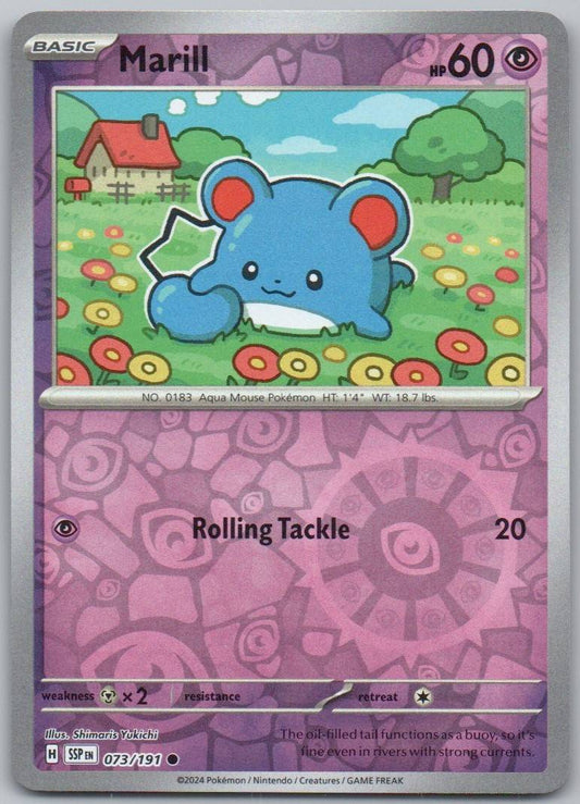 Marill 073 Reverse Holo Psychic Card - Surging Sparks