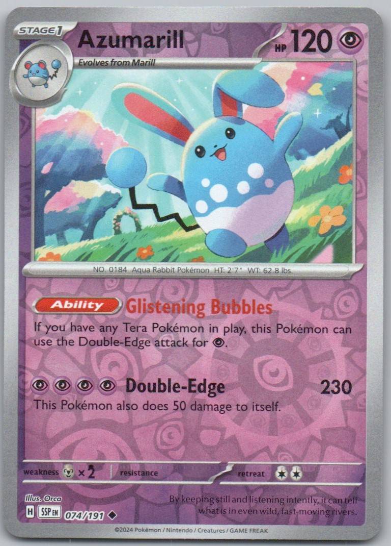 Azumarill 074 Reverse Holo Psychic Card - Surging Sparks