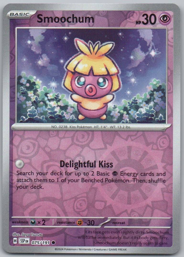 Smoochum 075 Reverse Holo Psychic Card - Surging Sparks